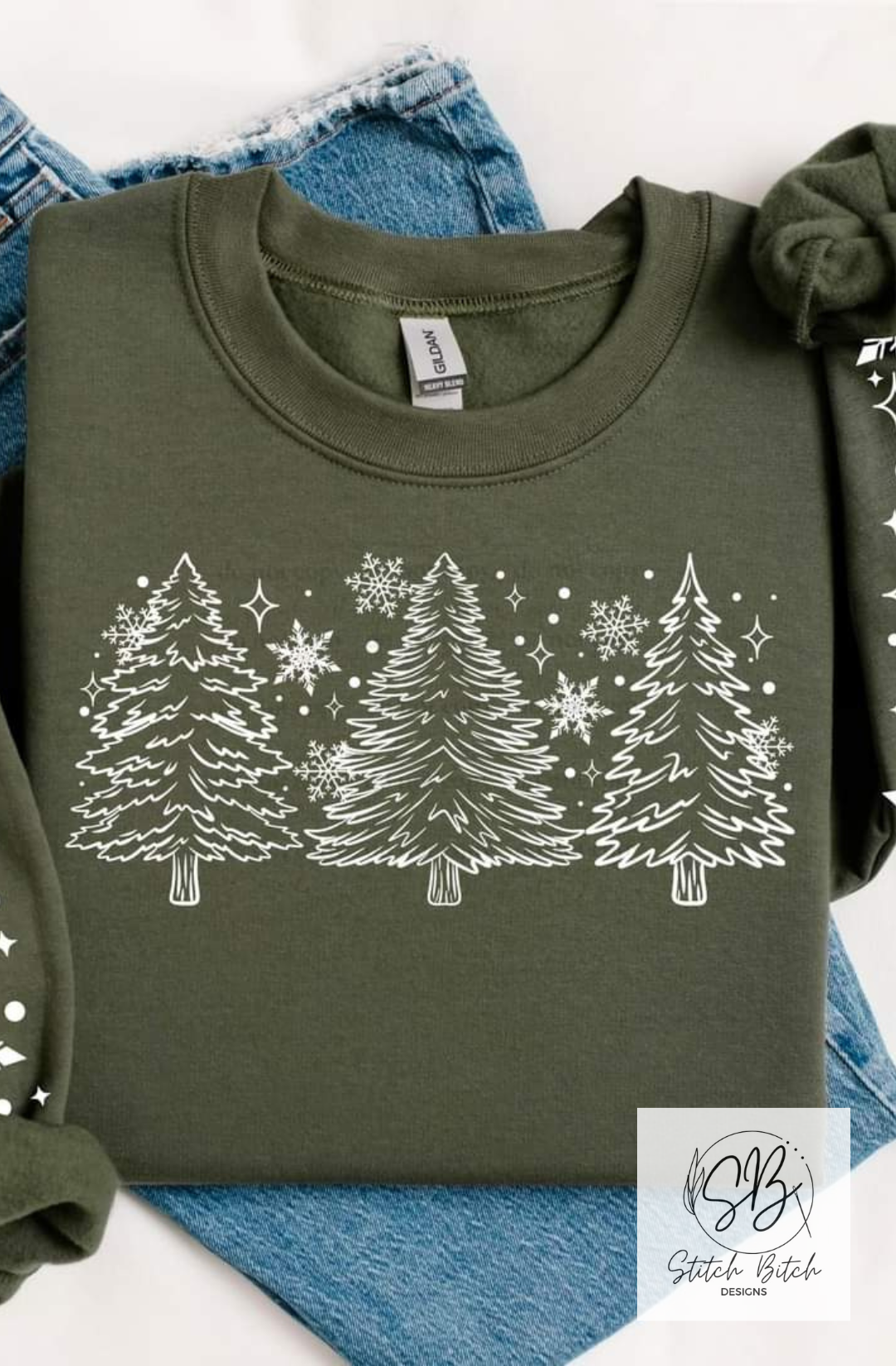 Snowflakes and Trees Fleece Crewneck Sweatshirt