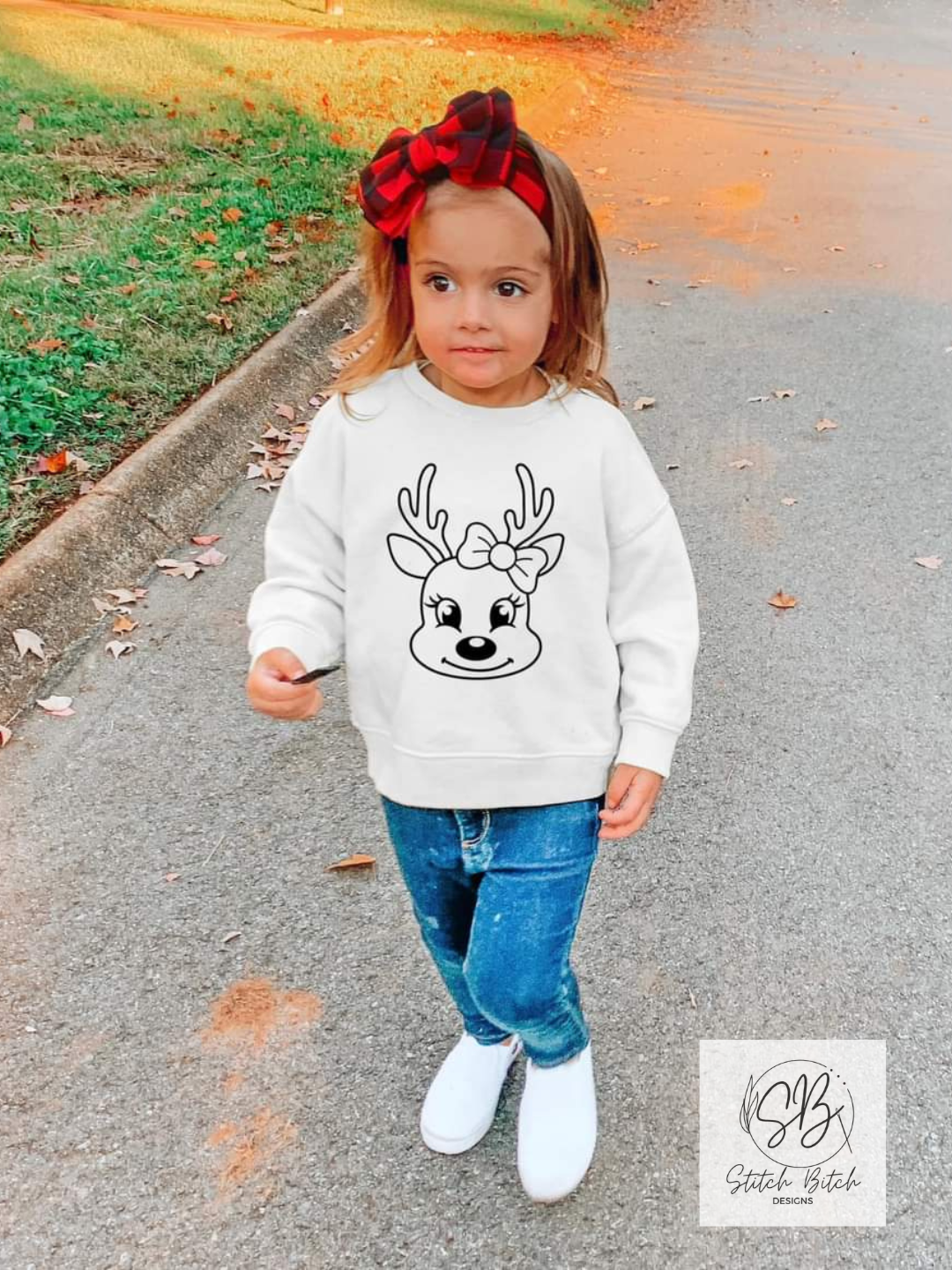 Youth Girl Reindeer Fine Jersey Tee